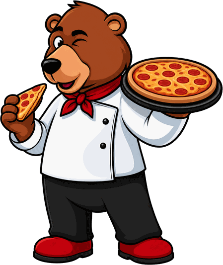 Three Bears chef presenting a fresh pizza