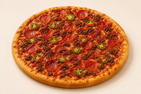 Spicy meat pizza